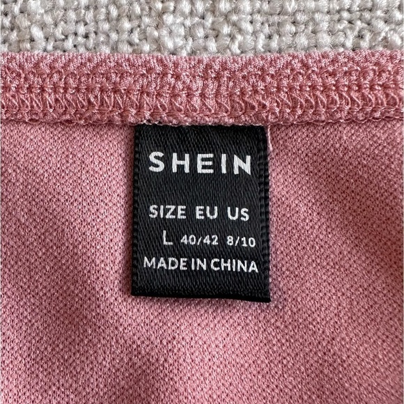 SHEIN Dusty Rose Strap Mini Dress Pink Stretch Textured Women’s Junior’s 8/10 - Picture 7 of 11